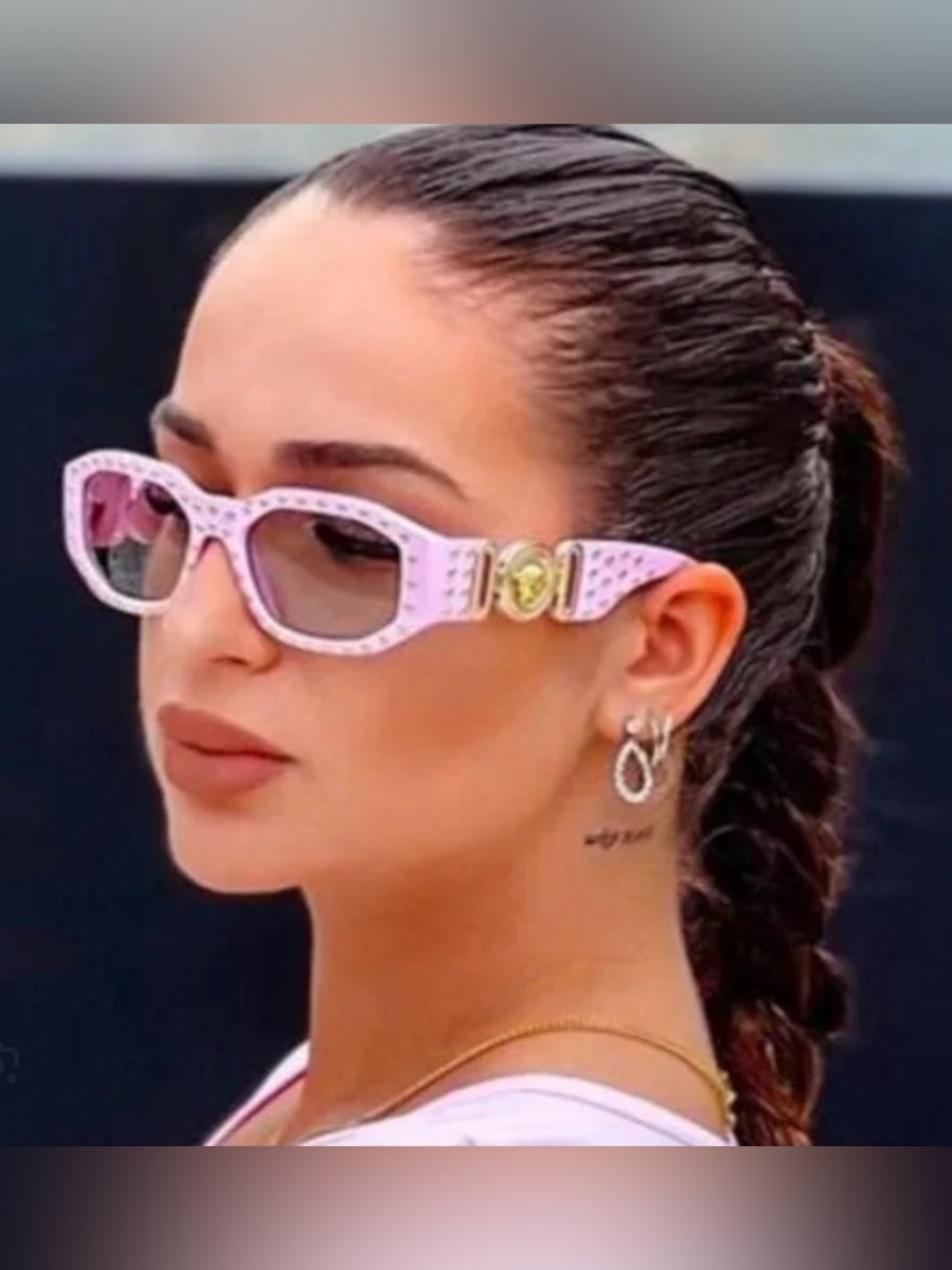 VERSACE BUBBLEGUM PINK WITH GOLD STUDDED SUNNIES SEEN ON INFLUENCERS